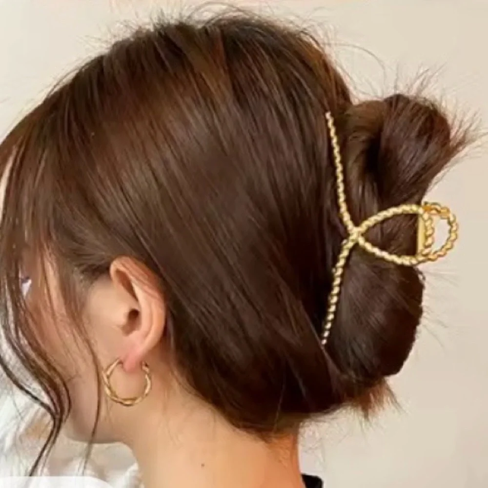 ✨ Silver Twisted Rope Large Metal Hair Claw Clip ✨NwT